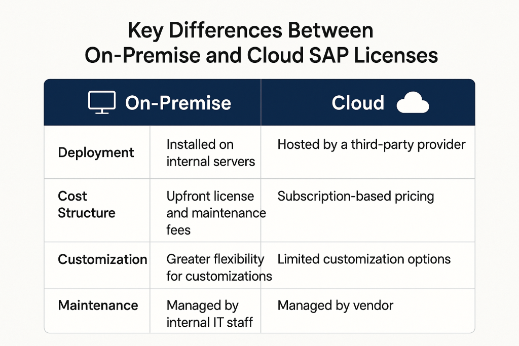 Differences Between On-Premise and Cloud SAP Licenses